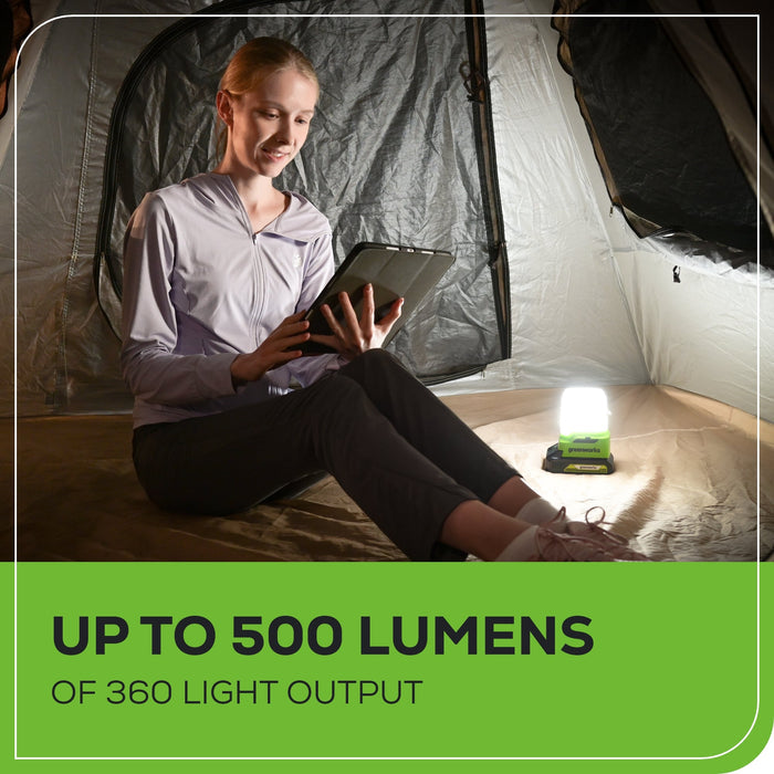 24V Cordless Battery 500 Lumen Lantern: 2.0 Ah Battery and Charger