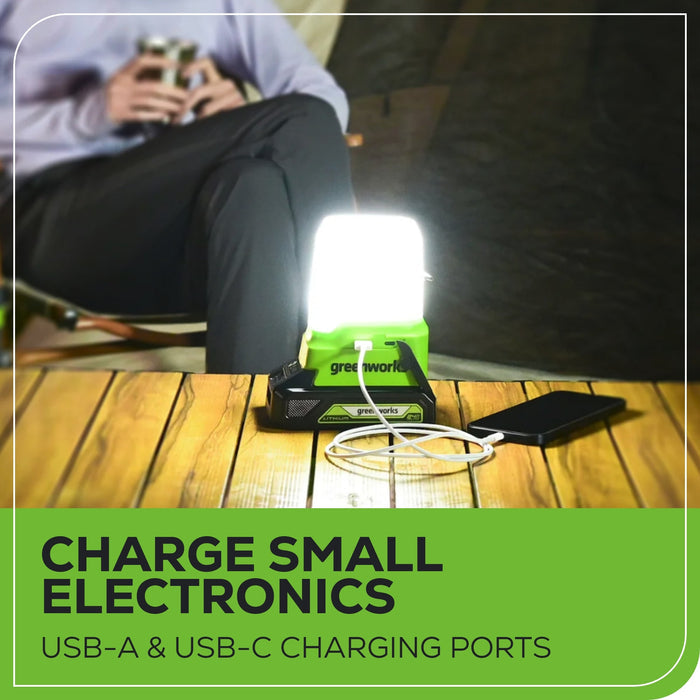 24V Cordless Battery 500 Lumen Lantern: 2.0 Ah Battery and Charger
