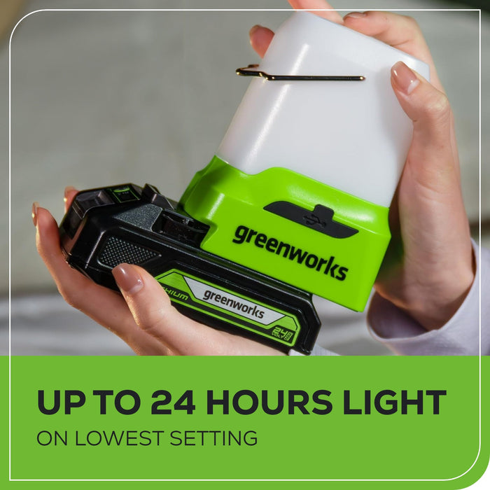 24V Cordless Battery 500 Lumen Lantern: 2.0 Ah Battery and Charger