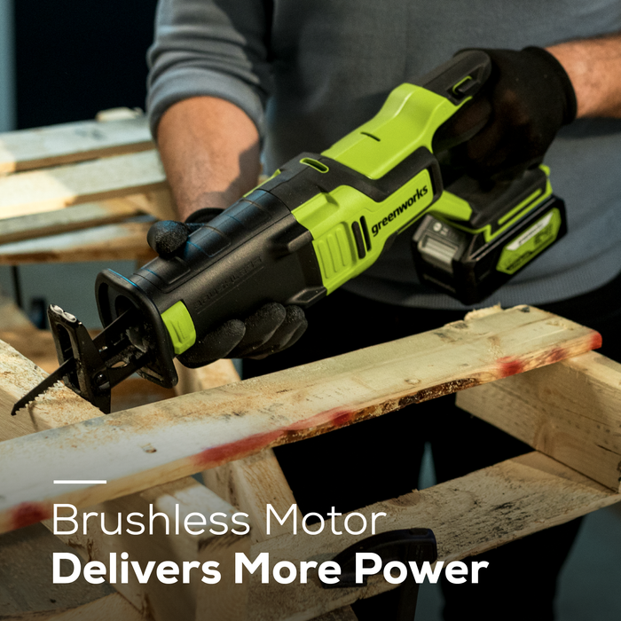 24V Cordless Battery Reciprocating Saw: 4.0 Ah USB Battery and Charger