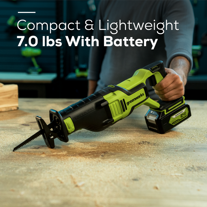 24V Cordless Battery Reciprocating Saw: 4.0 Ah USB Battery and Charger