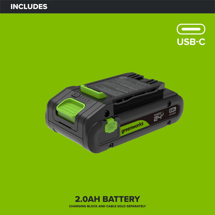 24V PowerAll High Power 2.0 Ah Battery with Bi-Directional 65W USB-C Charging Port