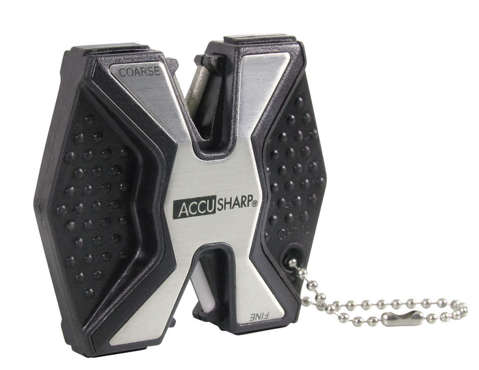 Accusharp 017C Diamond Pro 2-Step Fine, Coarse Diamond/Ceramic Stone Sharpener Aluminum Handle Black/White