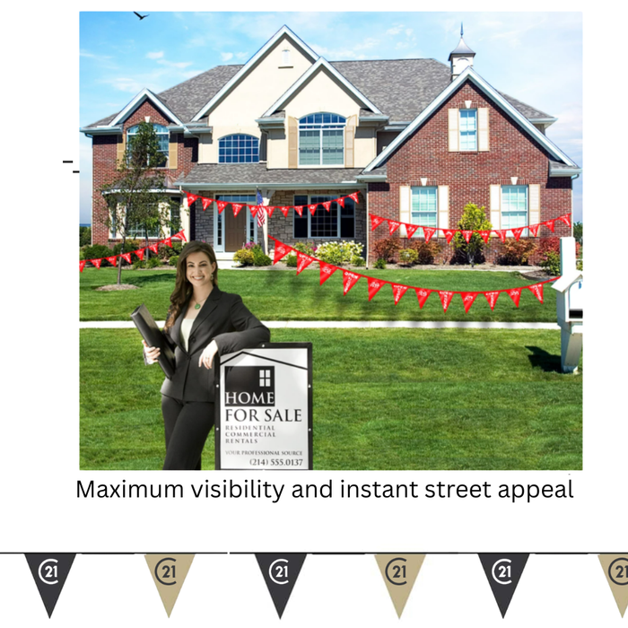 C21 Alternating Bunting – Black & Gold or Black & White Flags