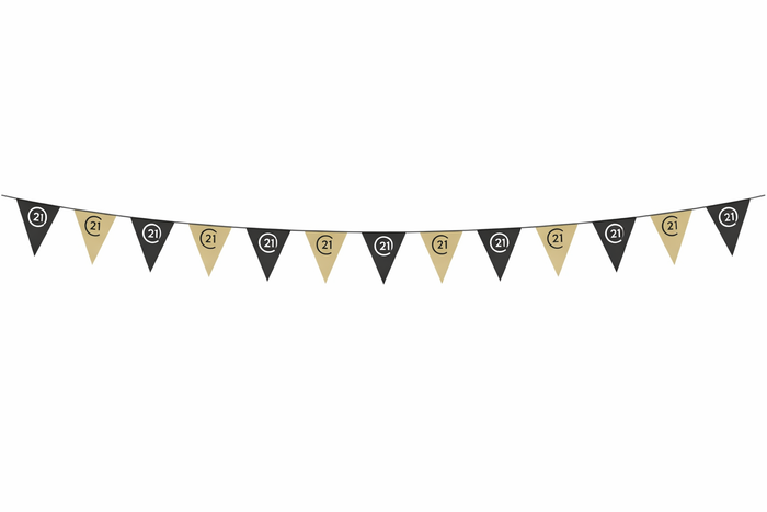 C21 Alternating Bunting – Black & Gold or Black & White Flags