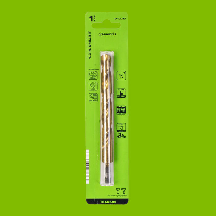 Half Ground 1/2-inch Hex Shank Titanium Drill Bit Set