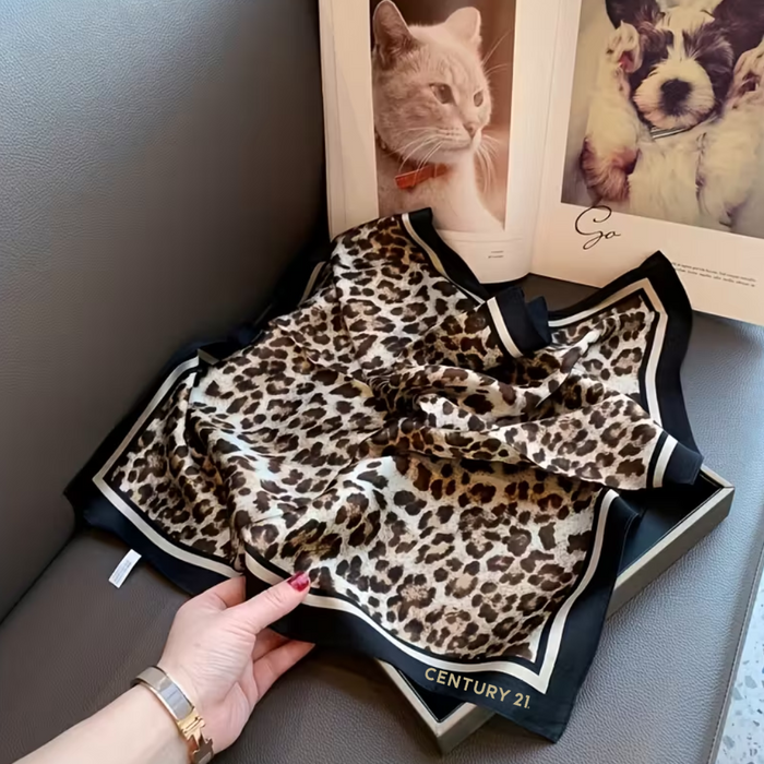 Leopard Wordmark 100% Silk Scarf