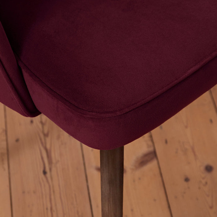 Marilyn Burgundy Red Dining Chair - Set of 2 - Coffee Brown Mango Wood Legs - Laura James