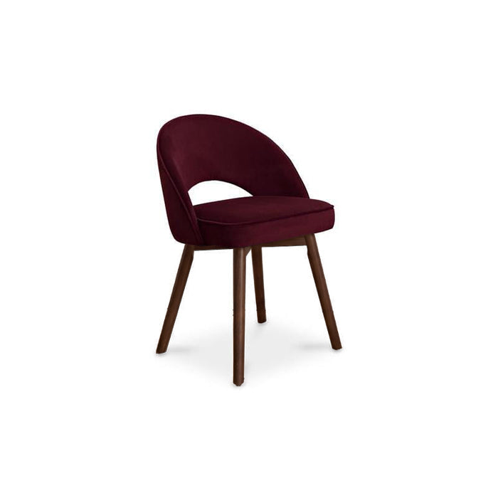 Marilyn Burgundy Red Dining Chair - Set of 2 - Coffee Brown Mango Wood Legs - Laura James