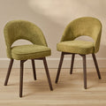 Marilyn Moss Green Dining Chair - Set of 2 - Coffee Brown Mango Wood Legs - Laura James