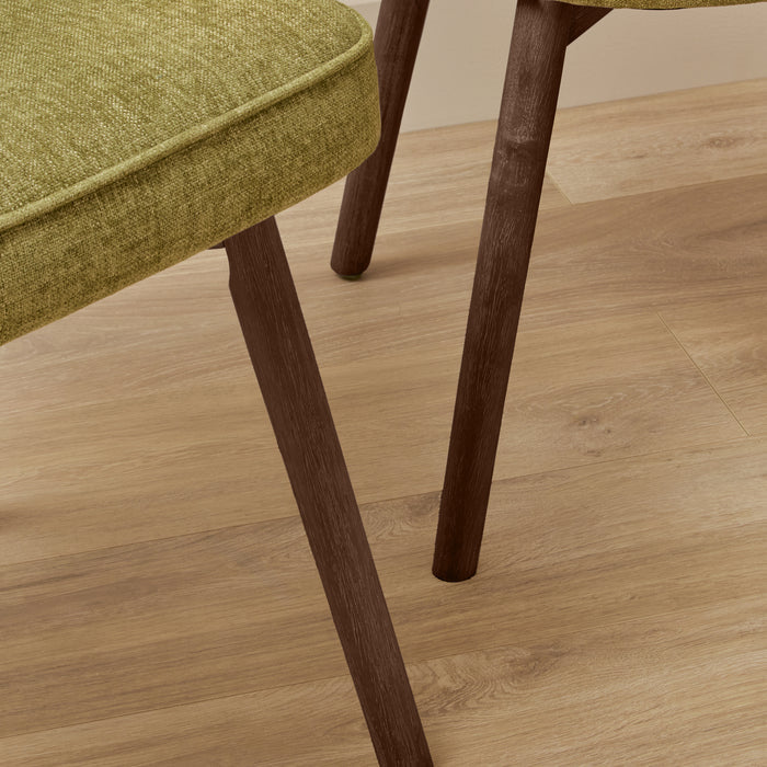 Marilyn Moss Green Dining Chair - Set of 2 - Coffee Brown Mango Wood Legs - Laura James