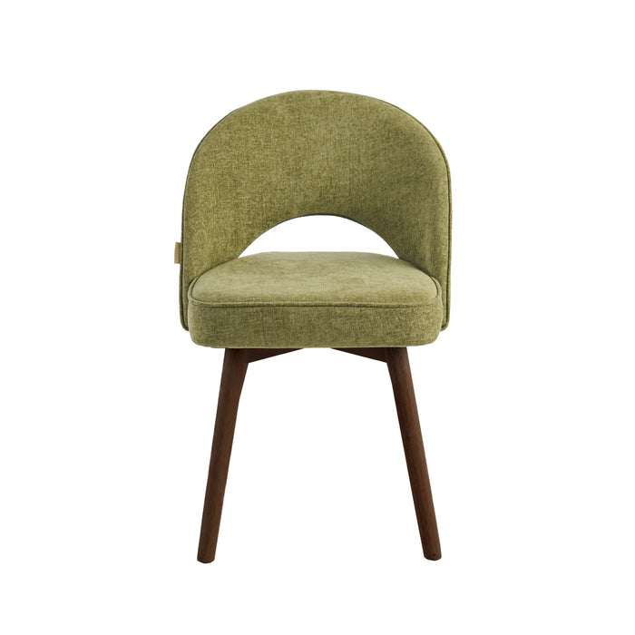 Marilyn Moss Green Dining Chair - Set of 2 - Coffee Brown Mango Wood Legs - Laura James