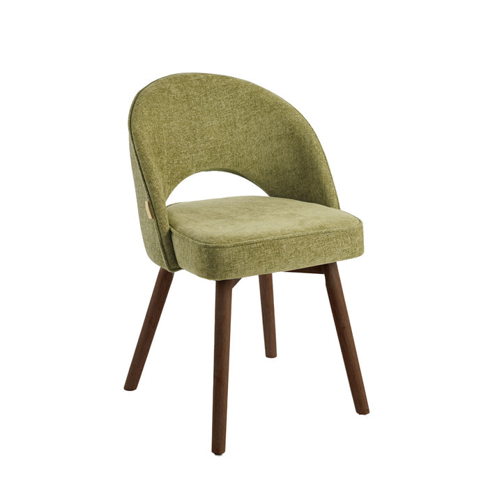 Marilyn Moss Green Dining Chair - Set of 2 - Coffee Brown Mango Wood Legs - Laura James