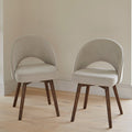 Marilyn Soft Beige Boucle Dining Chair - Set of 2 - Coffee Brown Mango Wood Legs - Laura James