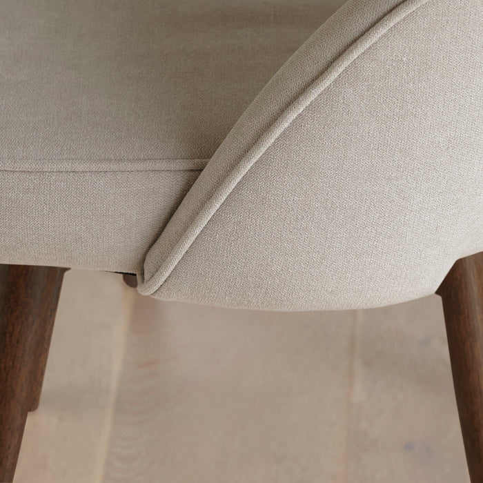 Marilyn Soft Beige Boucle Dining Chair - Set of 2 - Coffee Brown Mango Wood Legs - Laura James