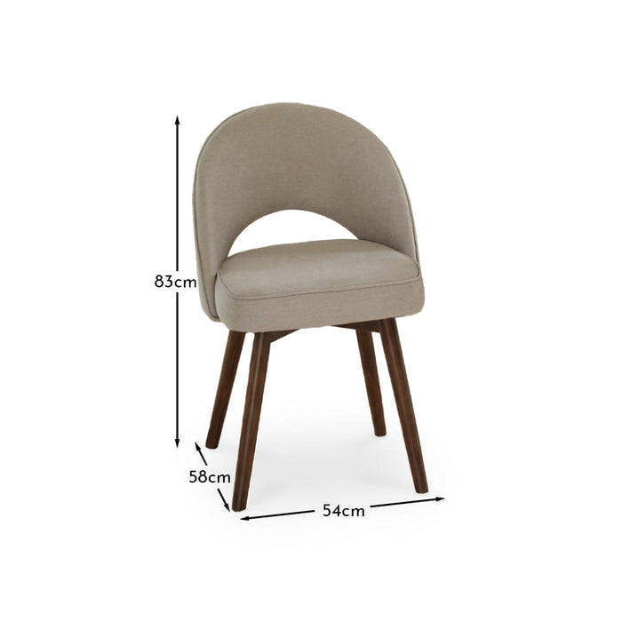Marilyn Soft Beige Boucle Dining Chair - Set of 2 - Coffee Brown Mango Wood Legs - Laura James
