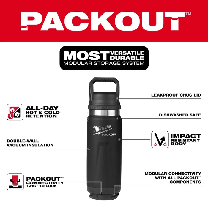 Milwaukee PACKOUT™ 24oz Insulated Bottle with Chug Lid