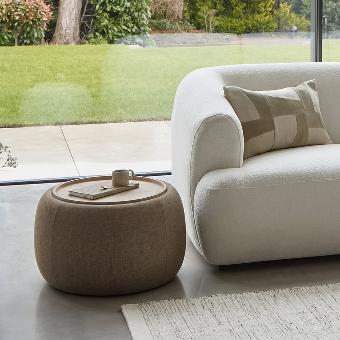 Nathalia 65cm Whitewash Coffee Table - Natural Brown - Laura James