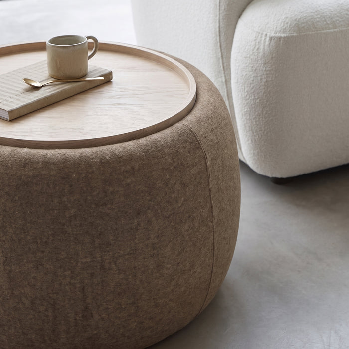 Nathalia 65cm Whitewash Coffee Table - Natural Brown - Laura James