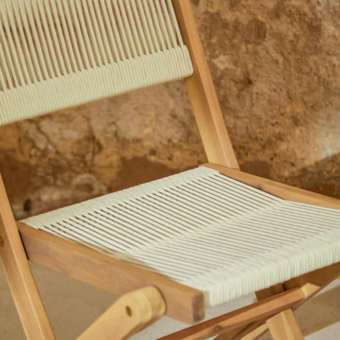 Cove White Acacia Garden Chair - Set of 2 - Beige Rope - Laura James