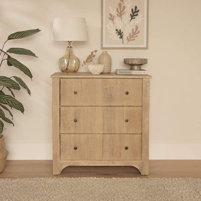 Jade 3 Drawer Chest of Drawers - Chalked Mango Wood - Laura James
