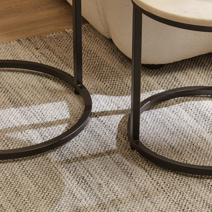 Nara White Marble Round Side Table - Black Frame - Laura James