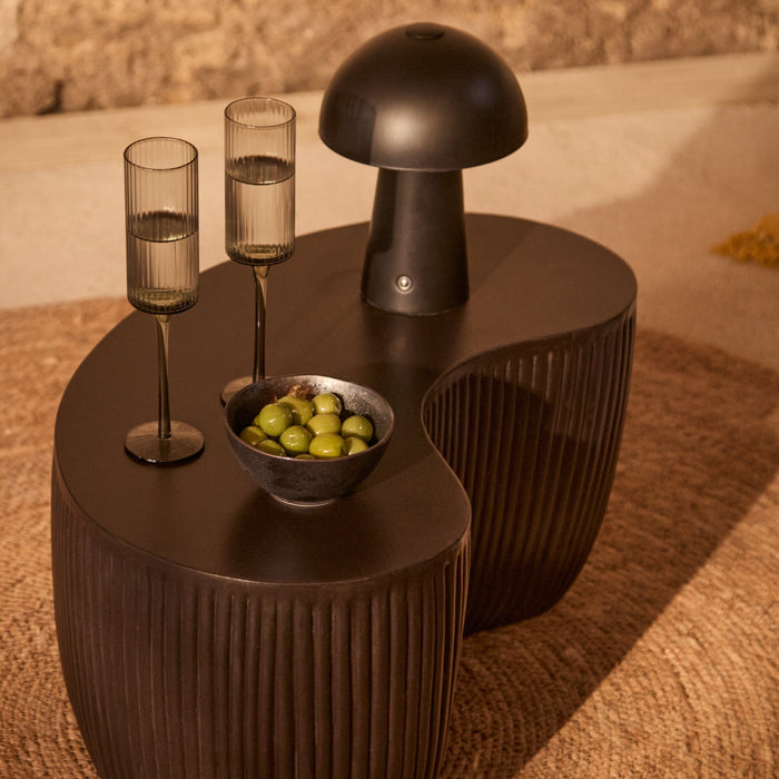 Sohan 61cm Kidney Garden Coffee Table - Set of 2 - Lava Black - Laura James