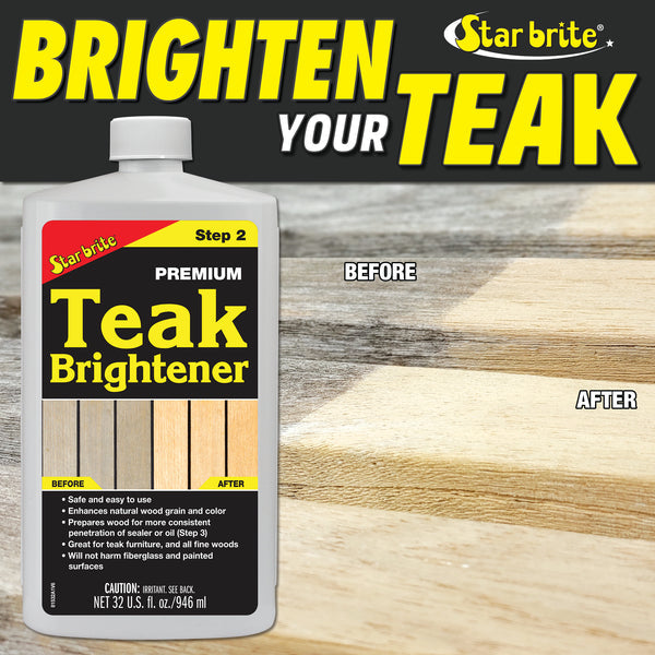 Starbrite Premium Teak Brightener - Enhances Natural Wood Grain
