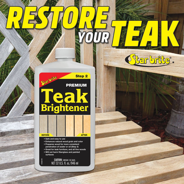 Starbrite Premium Teak Brightener - Enhances Natural Wood Grain