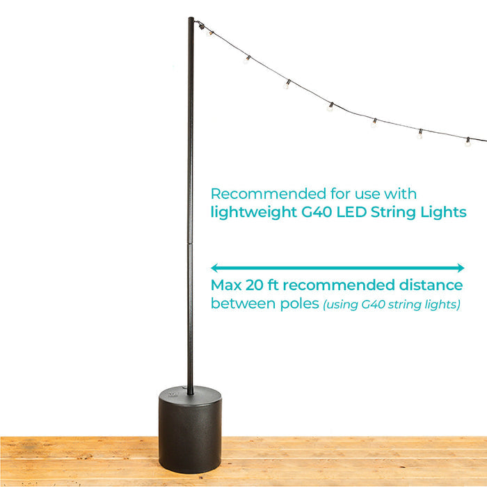 String Light Pole Stand with Tank Base - Freestanding / Portable String Light Solution