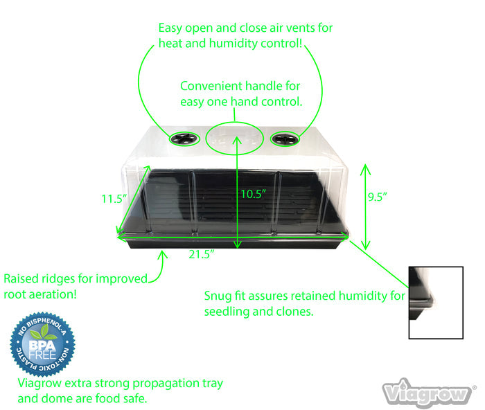 The Harvest Compan Seedling Staion Kit with 10 in. x 20 in. Propagation Flat Tray, 72-Cell Insert, 7 in. Tall Dome, and Heat Mat (VTDK1)