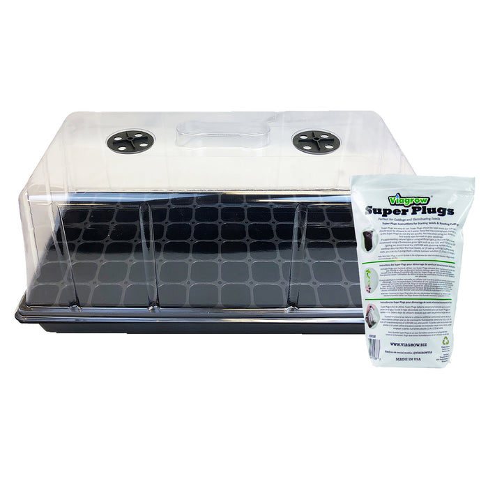 The Harvest Company Extra-Strength 10 in. x 20 in. Seed Starter Propagation Kit with 7 in. Tall Dome, , 72-Cell Insert and Standard Flat Tray, and Seed Starter Plugs (VPK900VSSP)