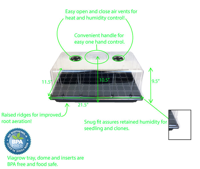 The Harvest Company Extra-Strength 10 in. x 20 in. Seed Starter Propagation Kit with 7 in. Tall Dome, , 72-Cell Insert and Standard Flat Tray, and Seed Starter Plugs (VPK900VSSP)
