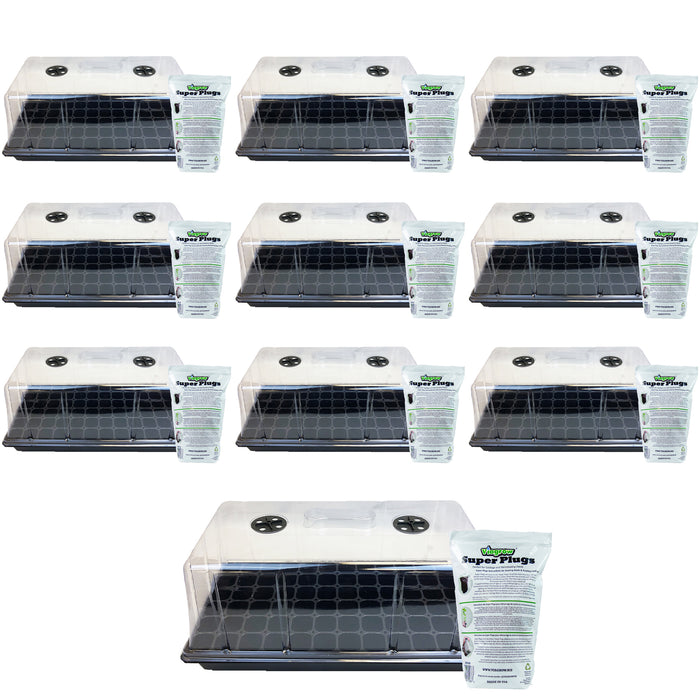 The Harvest Company Extra-Strength 10 in. x 20 in. Seed Starter Propagation Kit with 7 in. Tall Dome, , 72-Cell Insert and Standard Flat Tray, and Seed Starter Plugs (VPK900VSSP)