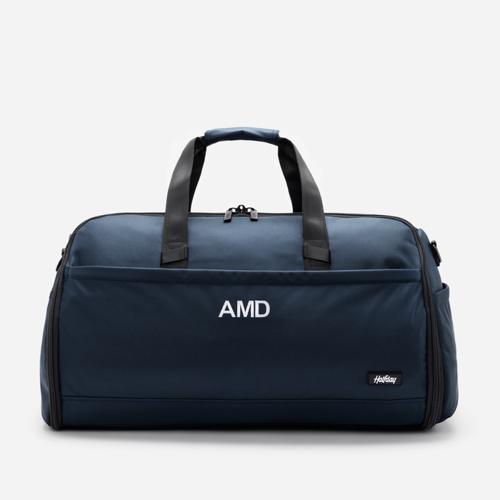 The Premium Garment Duffel 45L (monogrammed) - Color Pacific - Letter Color White