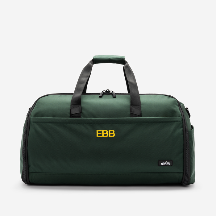 The Premium Garment Duffel 45L (monogrammed) - Color Palm - Letter Color Gold