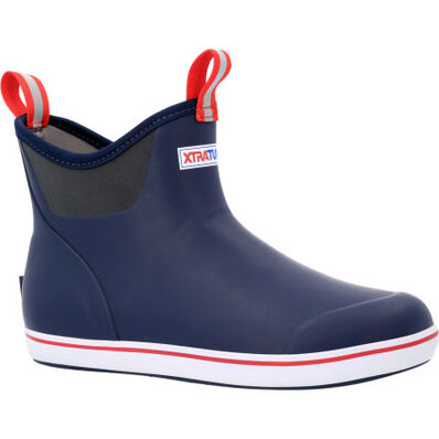 XtraTuf Men's 6 in Ankle Deck Boot Navy Red